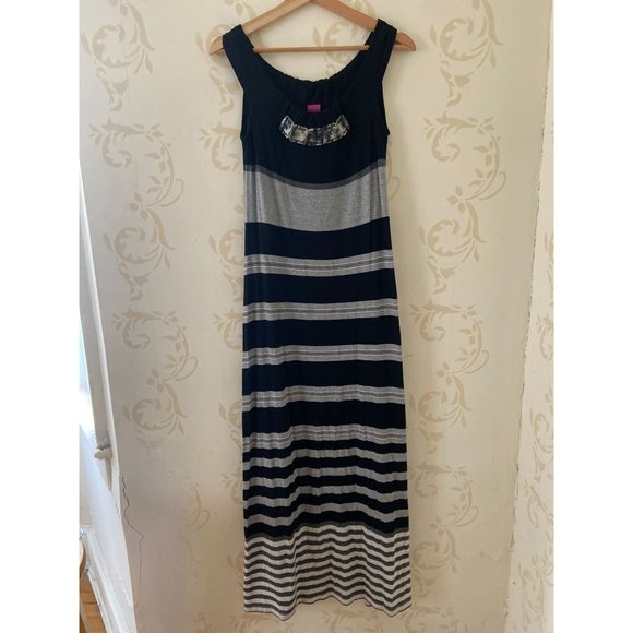 Ladies Large Italy Save the Queen Beautiful Stripe Maxi Dress - Picture 1 of 4
